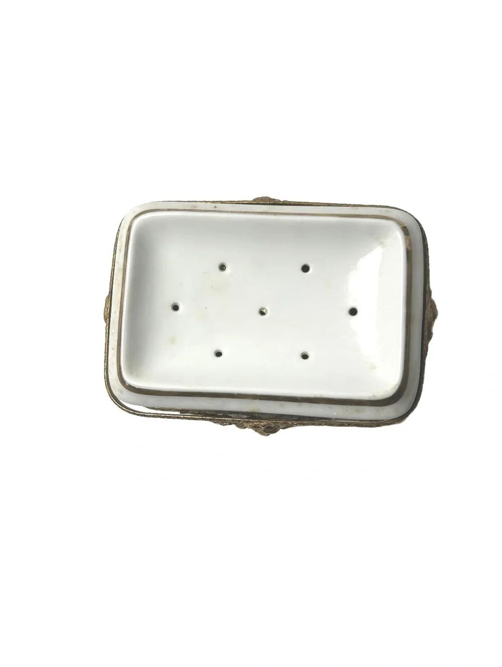 Vintage White Porcelain and Brass Decorative Hollywood Regency Vanity Set